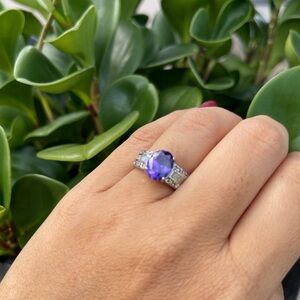 Elegant Purple Gemstone Silver Ring